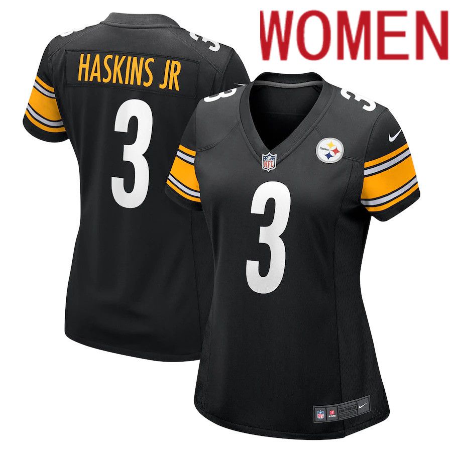 Women Pittsburgh Steelers #3 Dwayne Haskins Nike Black Game NFL Jersey->women nfl jersey->Women Jersey
